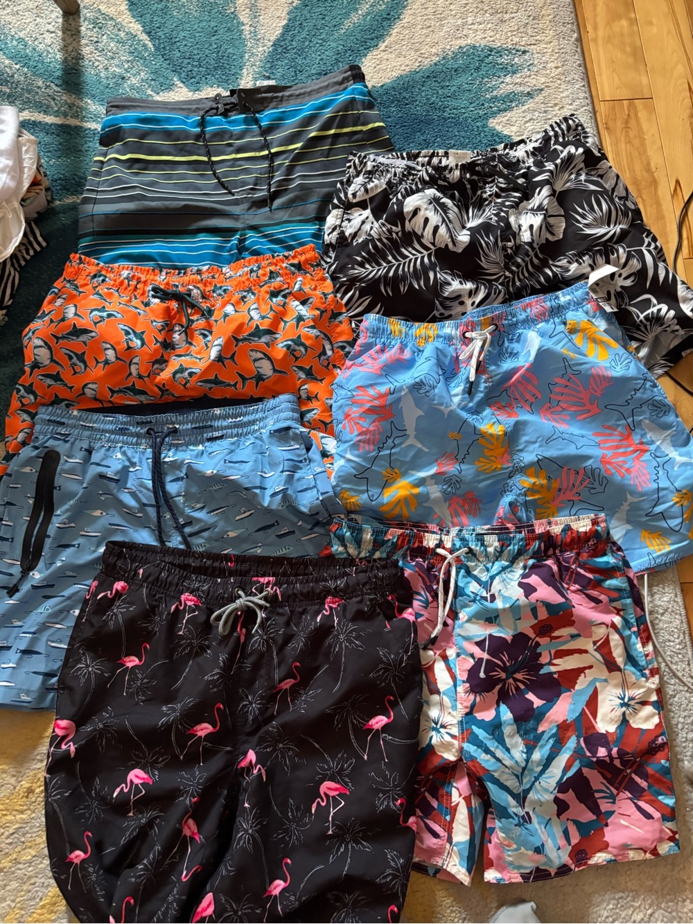 Mixed Men's Swim Trunks Lot - Colorful Tropical & Patterned Styles